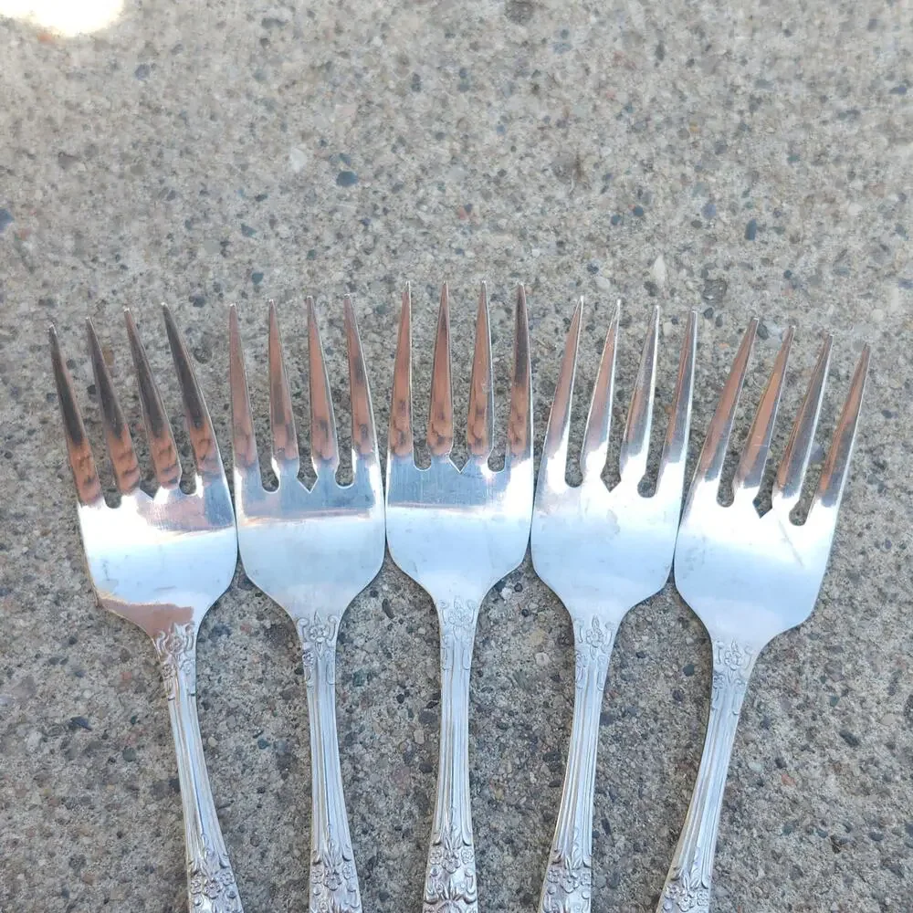 Oneida Northland Carolina Salad Forks Set Of 5 Stainless Korea Floral Flatware